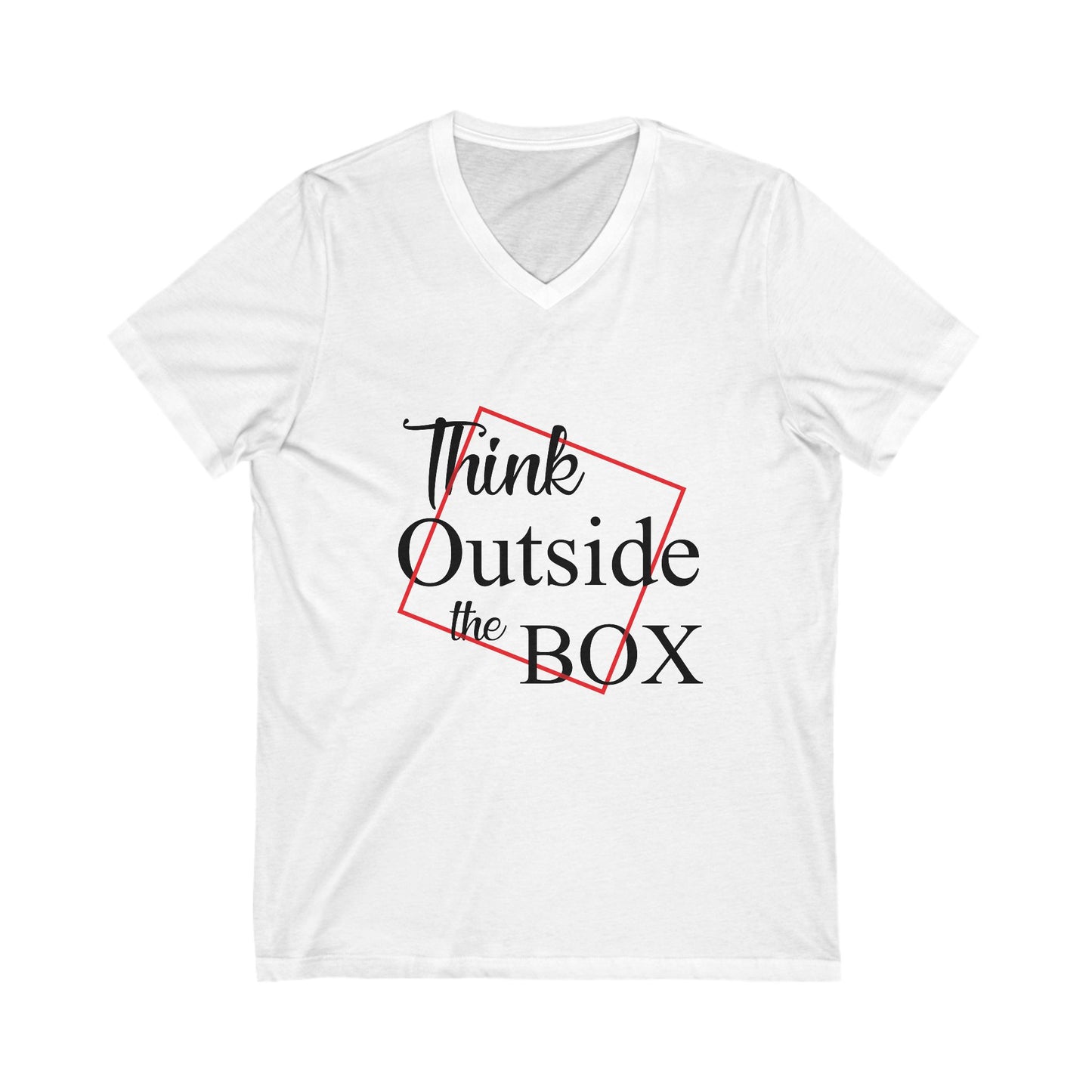 Think Outside the Box Unisex V-Neck Tee - Creative Mindset Shirt